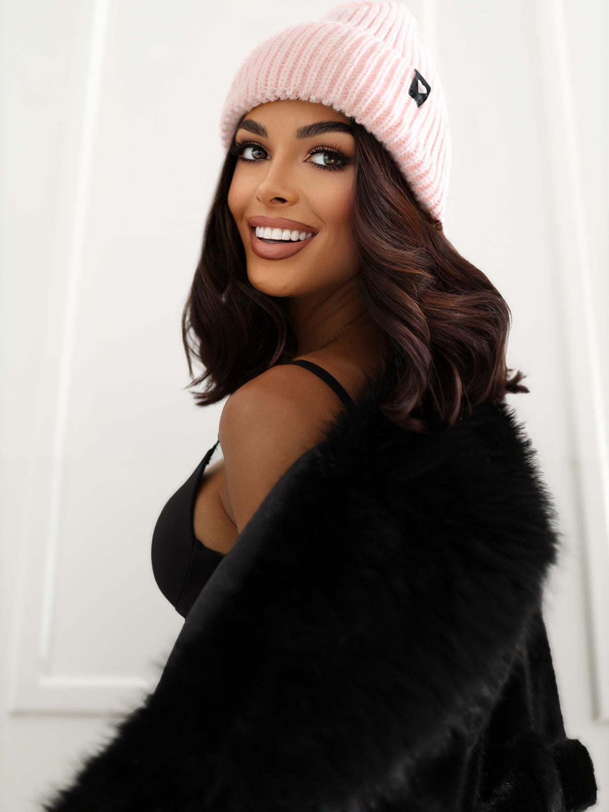 Light Pink Cuffed Knit Hat