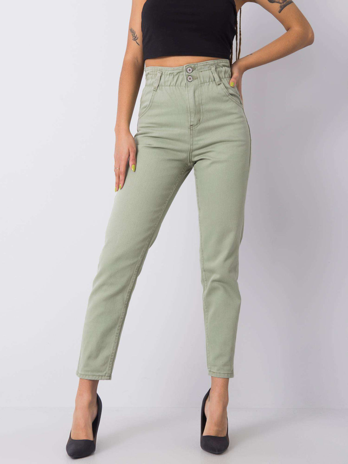 Pistachio High-Waisted Jeans