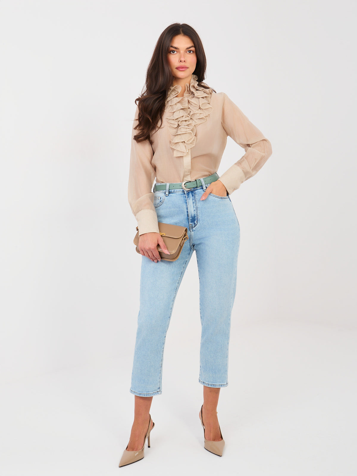 Blue Mom Jeans with Belt
