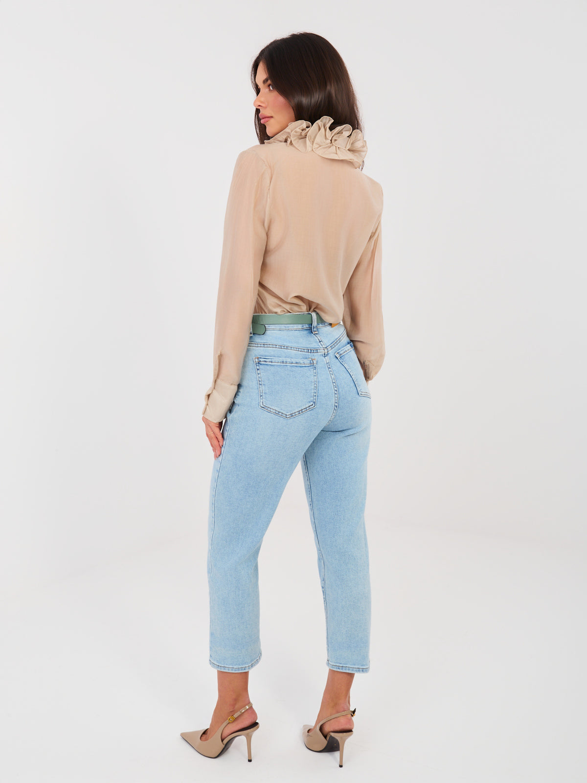 Blue Mom Jeans with Belt