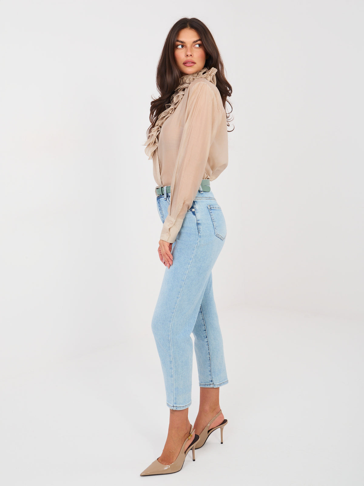 Blue Mom Jeans with Belt