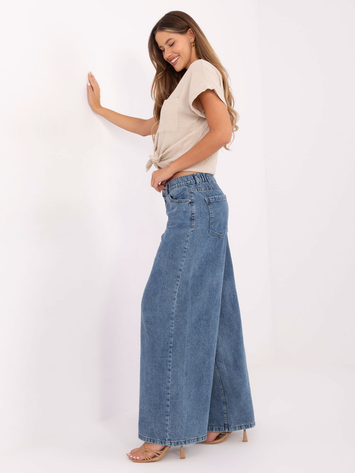 Blue Palazzo Denim Trousers