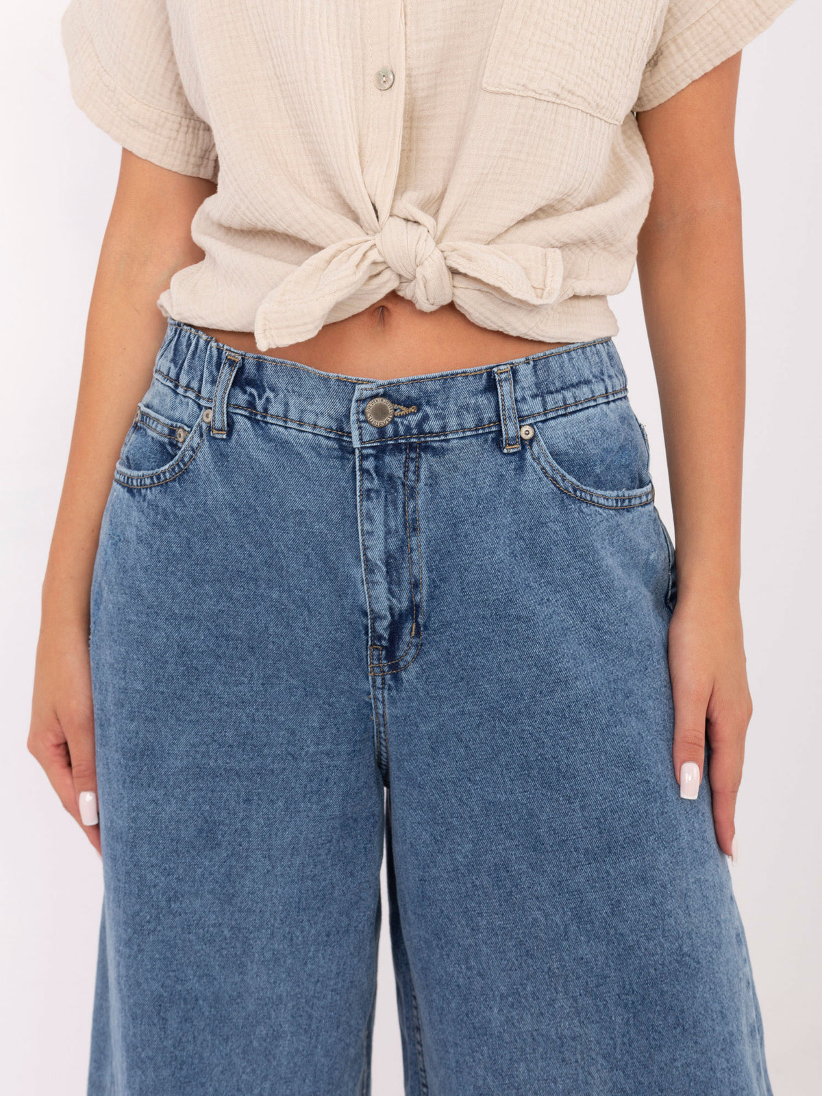 Blue Palazzo Denim Trousers