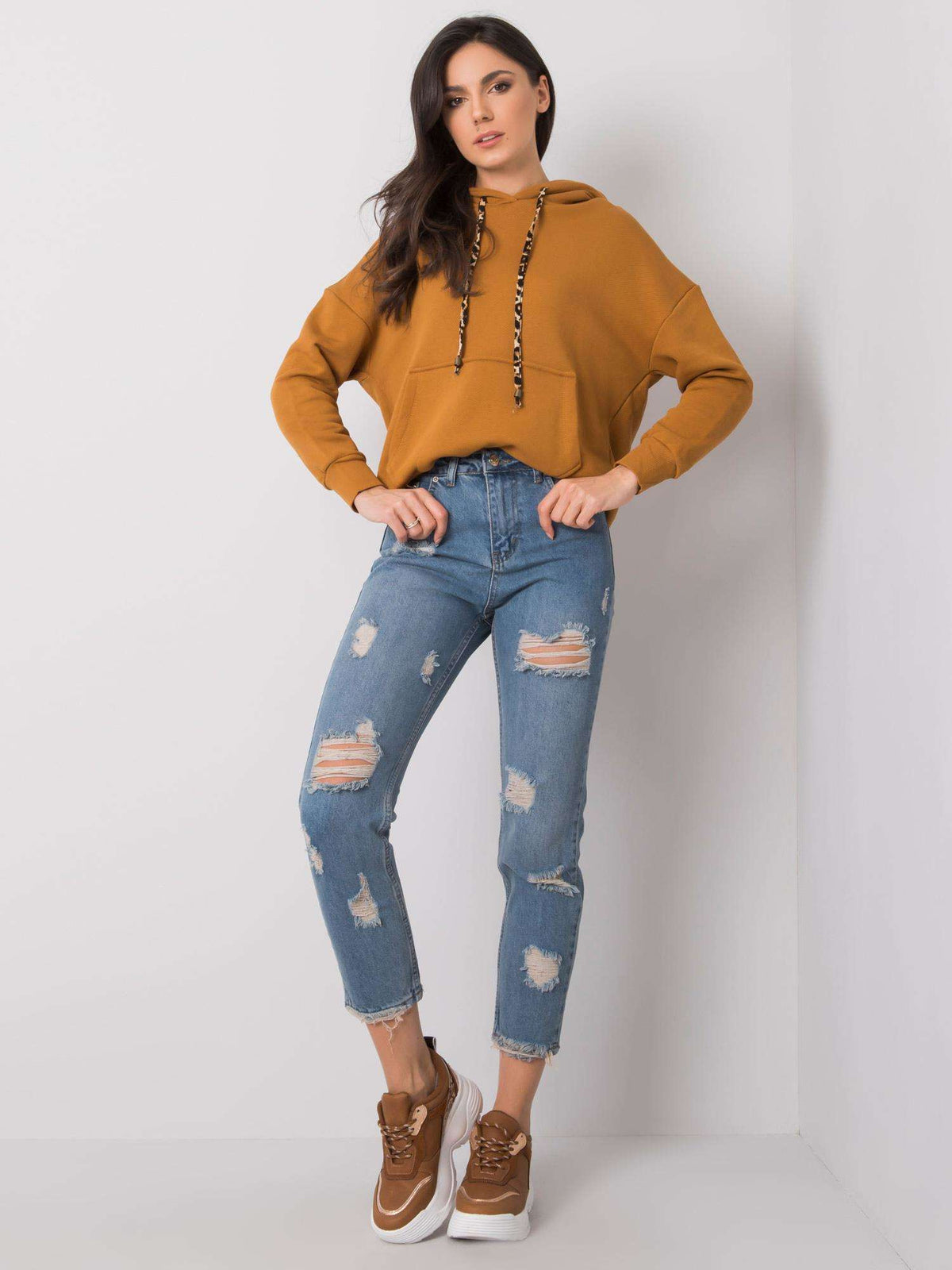 Blue Distressed Mom Jeans