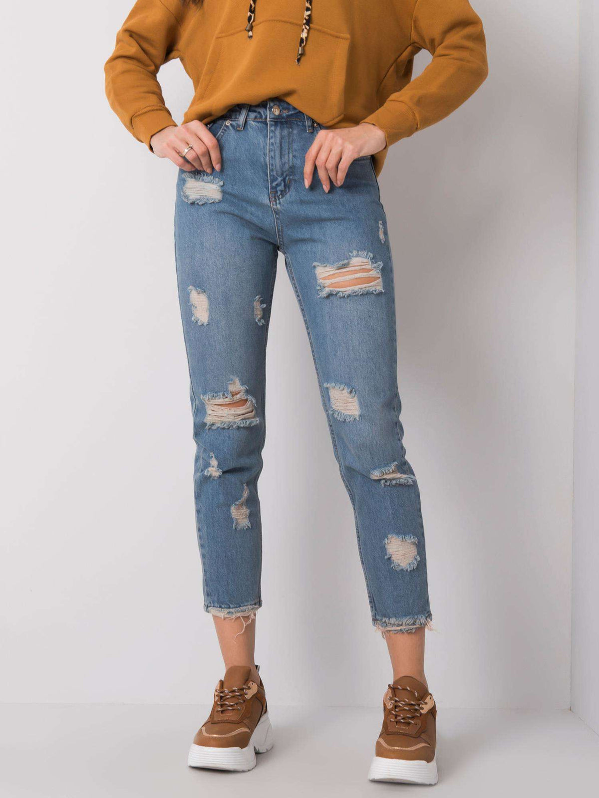 Blue Distressed Mom Jeans
