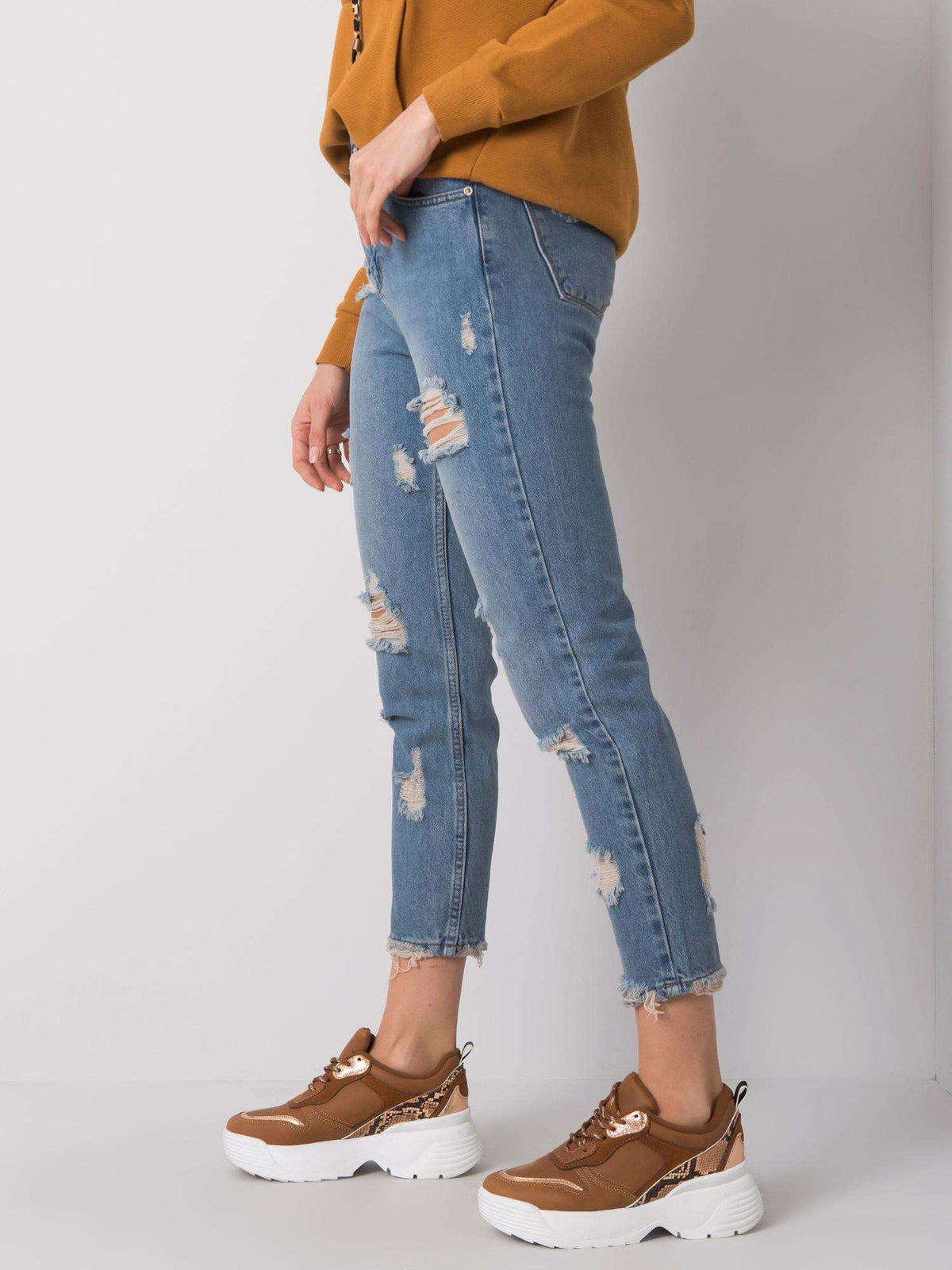 Blue Distressed Mom Jeans