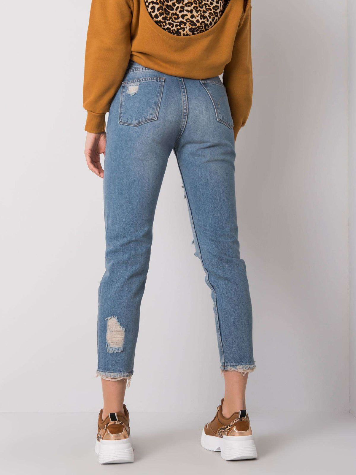 Blue Distressed Mom Jeans