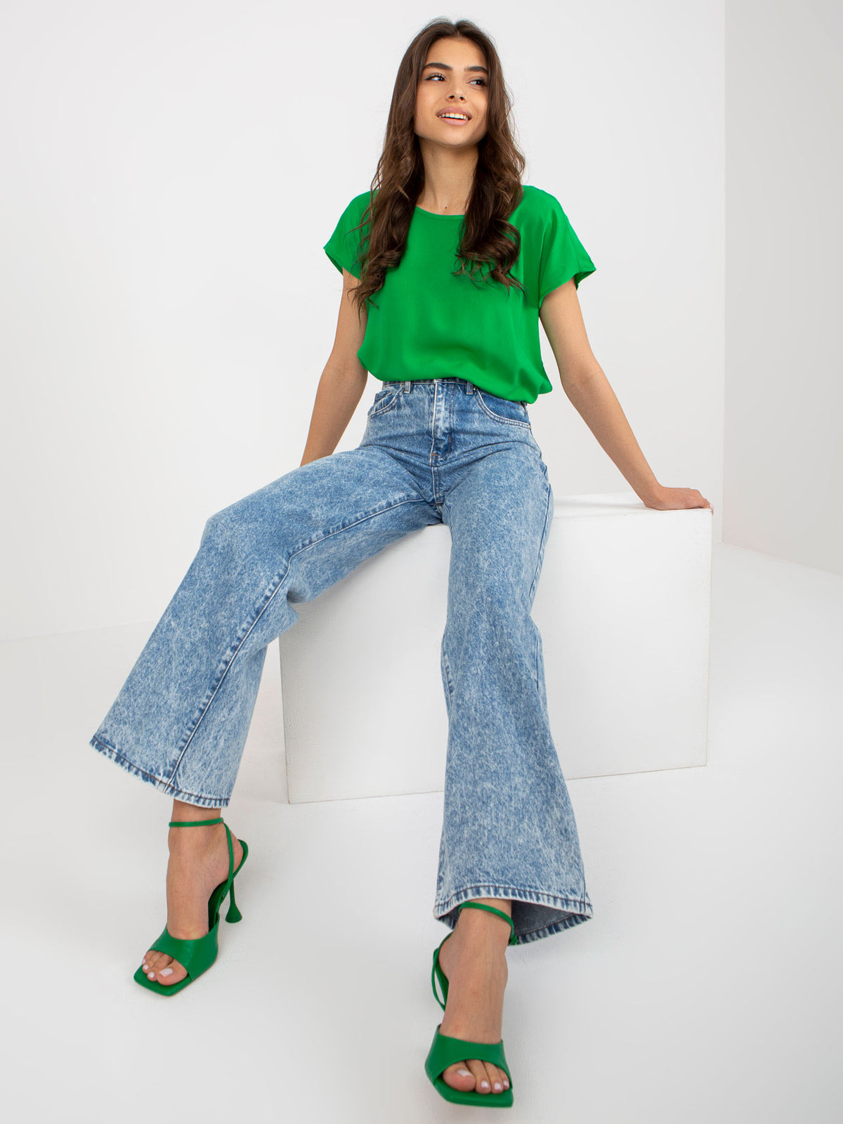 Blue Wide-Leg Jeans
