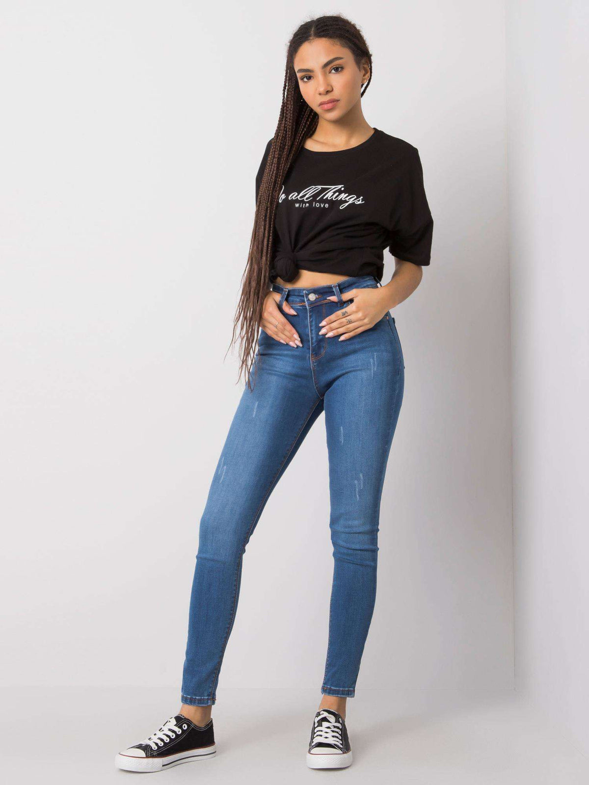 Dark Blue Skinny Denim Trousers