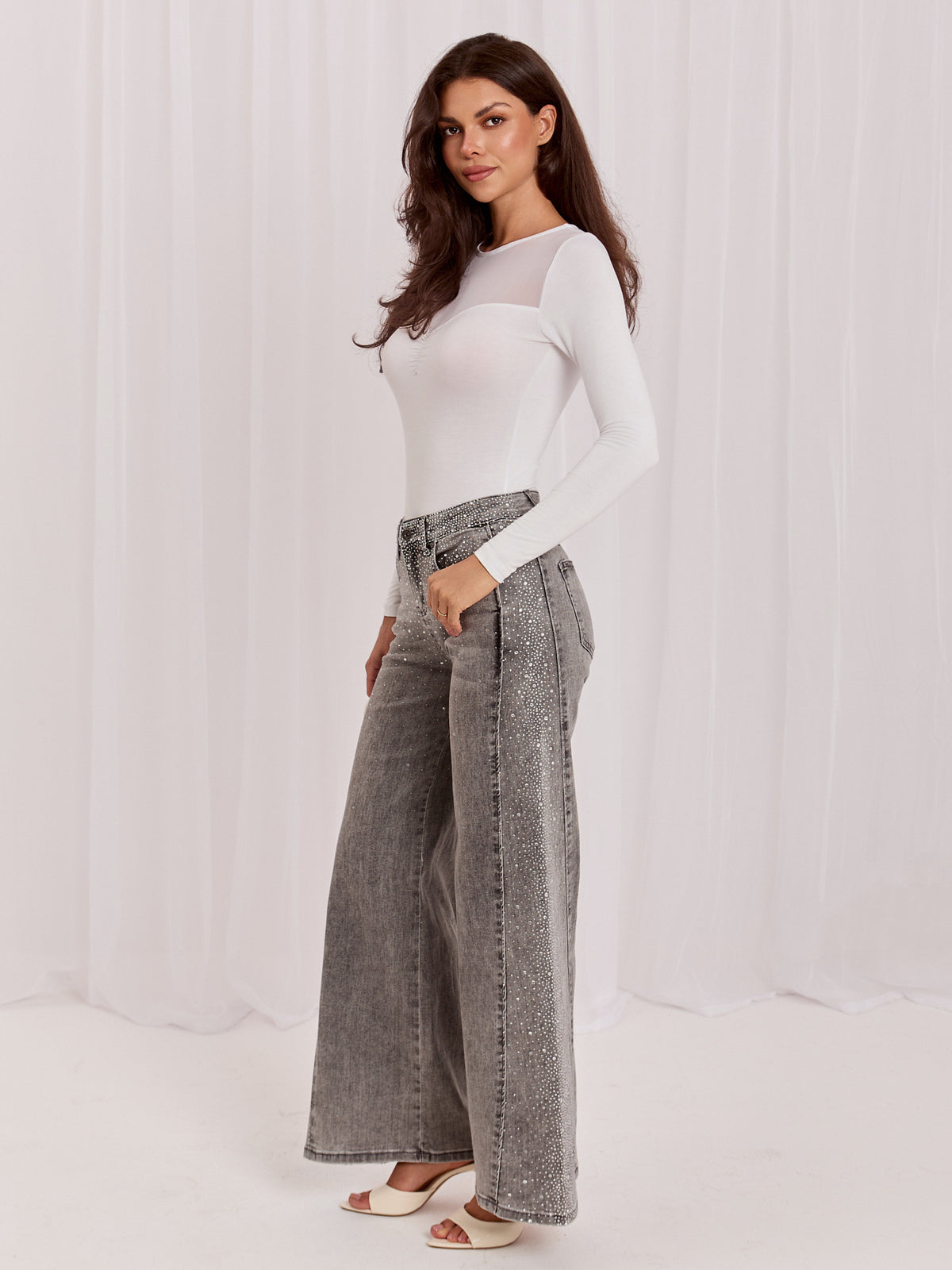 Gray Wide-Leg Jeans