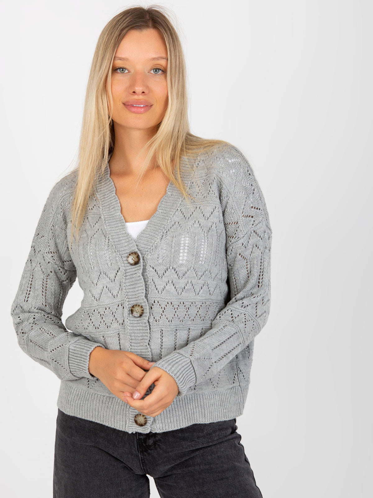 Gray Openwork Sweater