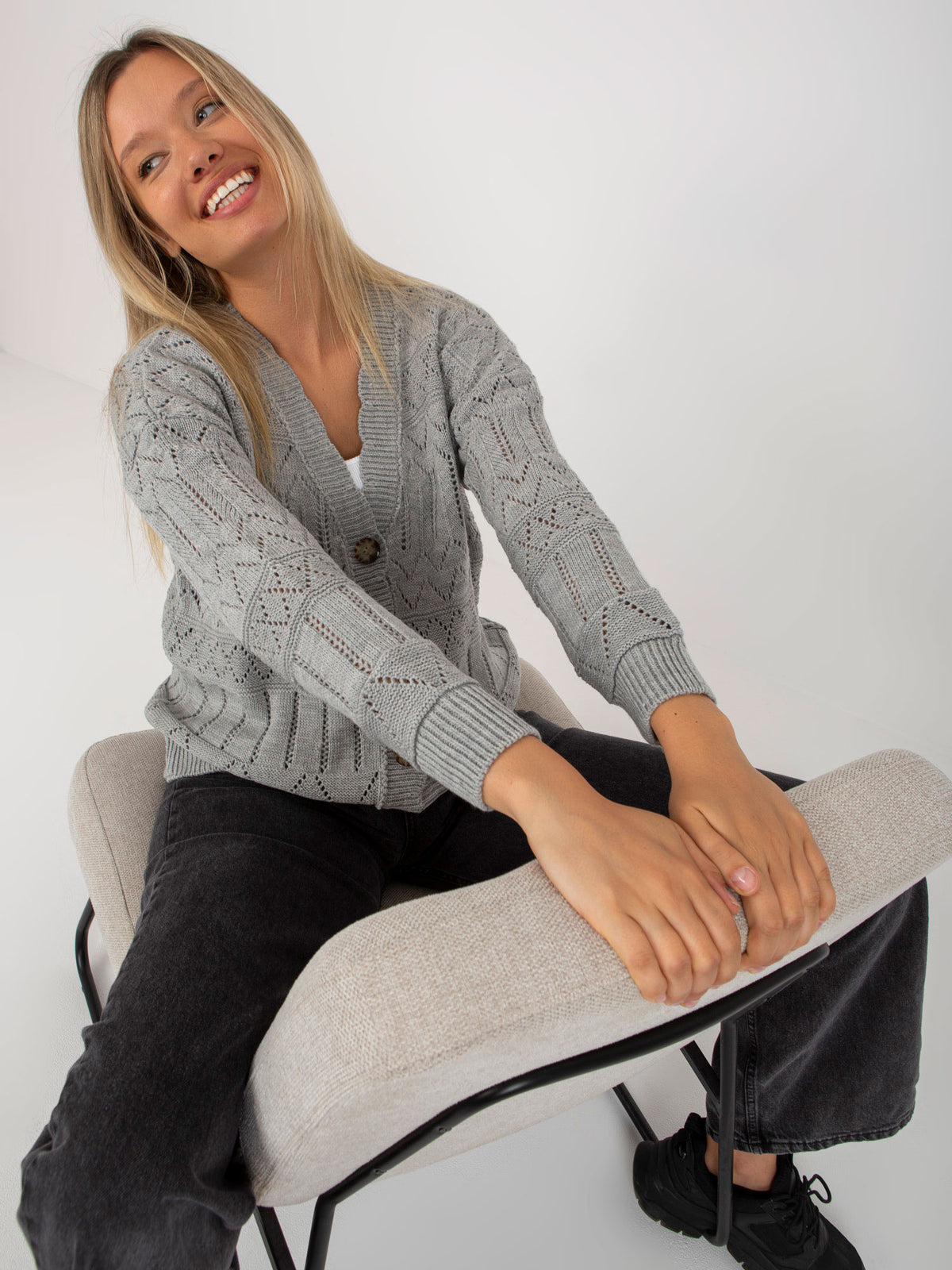 Gray Openwork Sweater