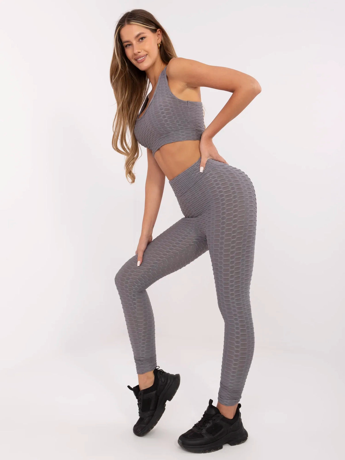 Gray Ribbed Sports Set