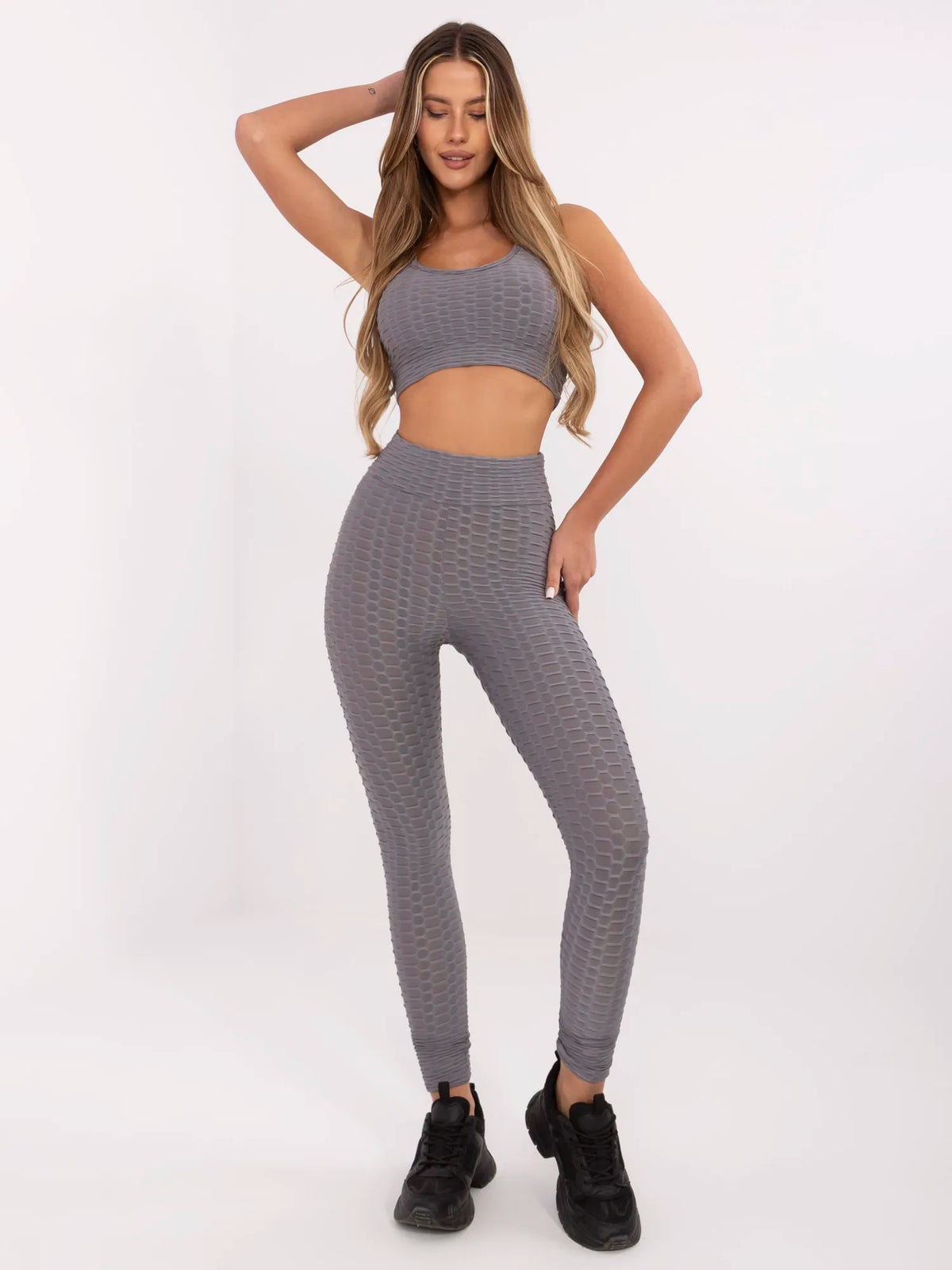 Gray Ribbed Sports Set