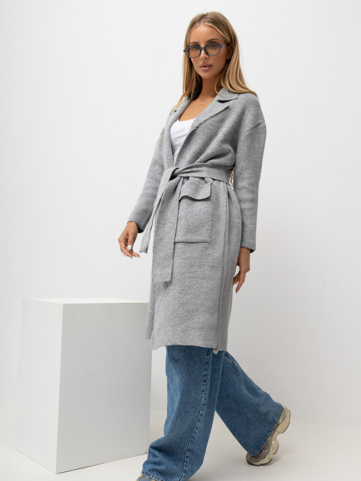 Gray Tie-Front Cardigan