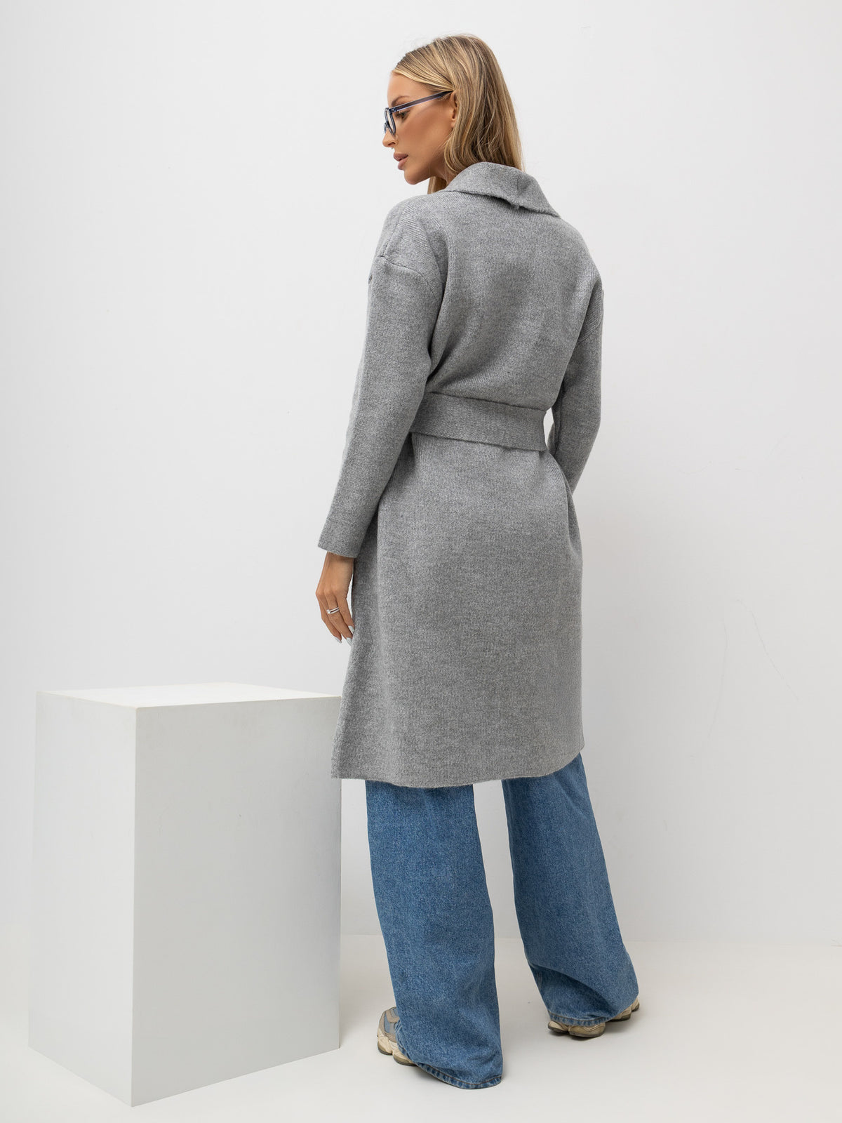 Gray Tie-Front Cardigan